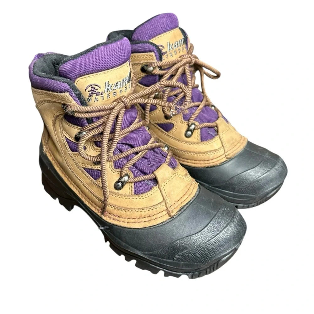 Kamik Nation Waterproof Thinsulate Lace Up Suede Winter Snow Boots - Size 6